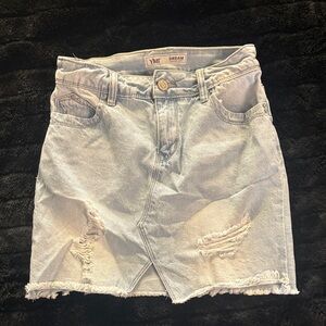 YMI Distressed Light Blue Mini Skirt